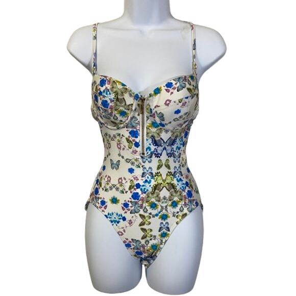Cyn and Luca NWT Butterfly Floral Print One Piece Swimsuit Molded Pushup Cups XS - Picture 1 of 10